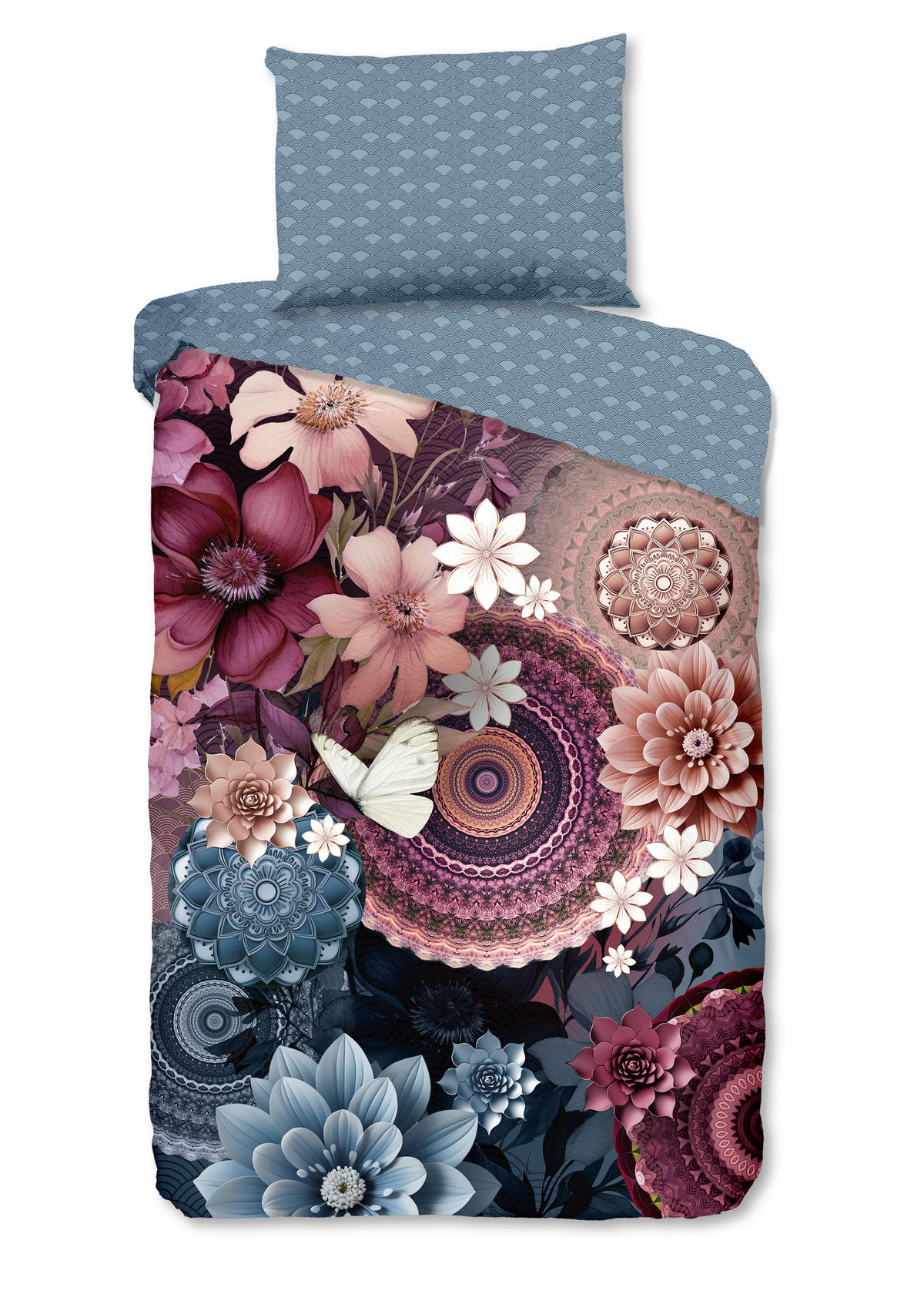 BETTWÄSCHE HIP Satin 140/200 cm  - Blau/Bordeaux, Design, Textil (140/200cm)