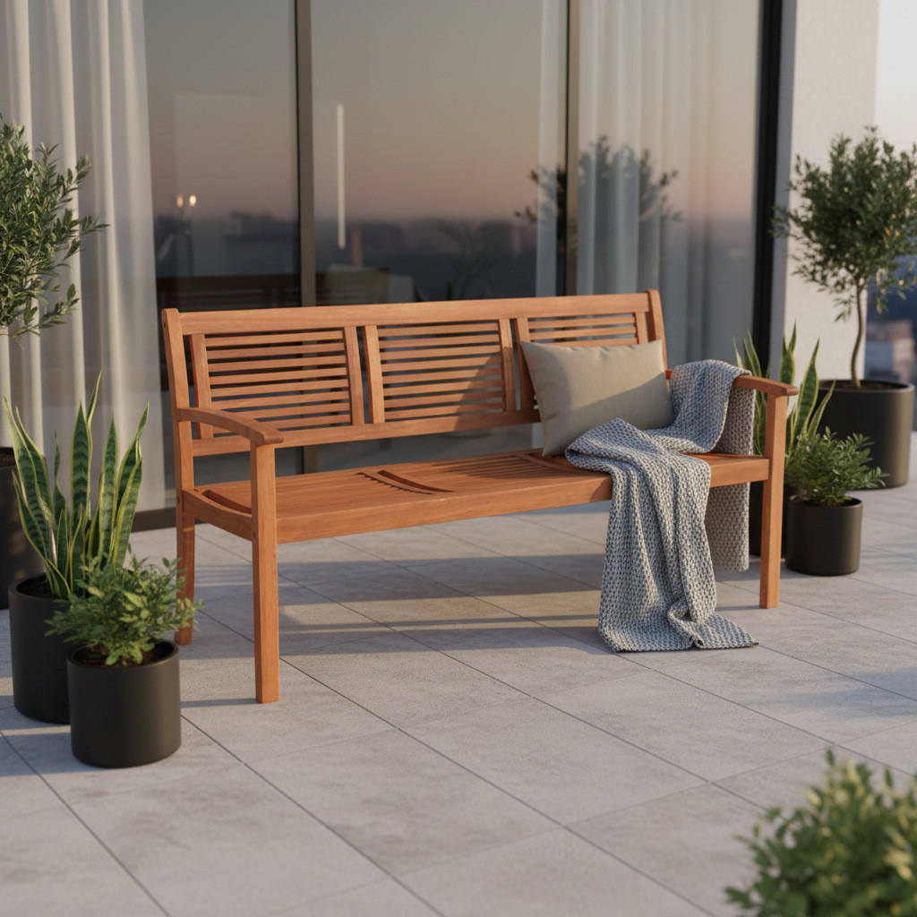 GARTENBANK 160/90/58 cm Eukalyptusholz   - Naturfarben, Basics, Holz (160/90/58cm) - Gardenson