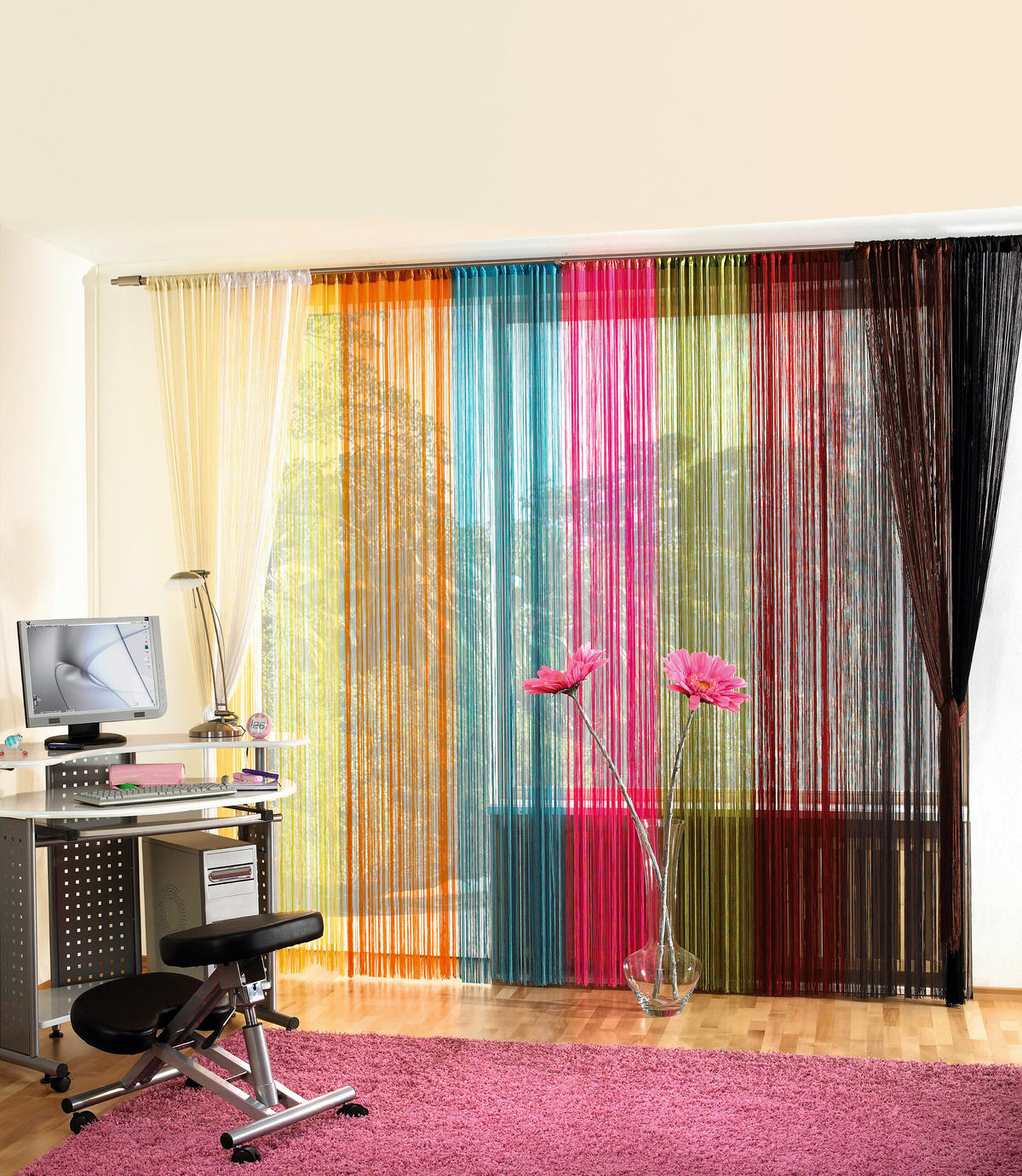 NITASTA ZAVESA UNI, RDEČA  prosojno   90/245 cm  - rdeča, Konvencionalno, tekstil (90/245cm) - Boxxx