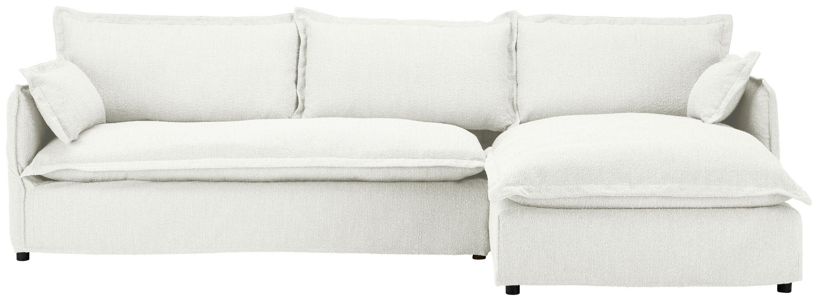 HUSSEN-ECKSOFA in Flachgewebe, Bouclé Weiß  - Schwarz/Weiß, Trend, Textil/Metall (295/165cm) - Livetastic