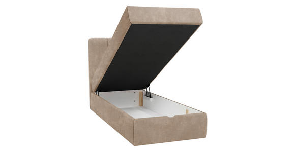 BOXBETT 90/200 cm,  in Braun, Matratze, gepolstertes Kopfteil, Bettkasten, Topper, H3 = fest  - Schwarz/Braun, Design, Holzwerkstoff/Kunststoff (90/200cm) - Esposa