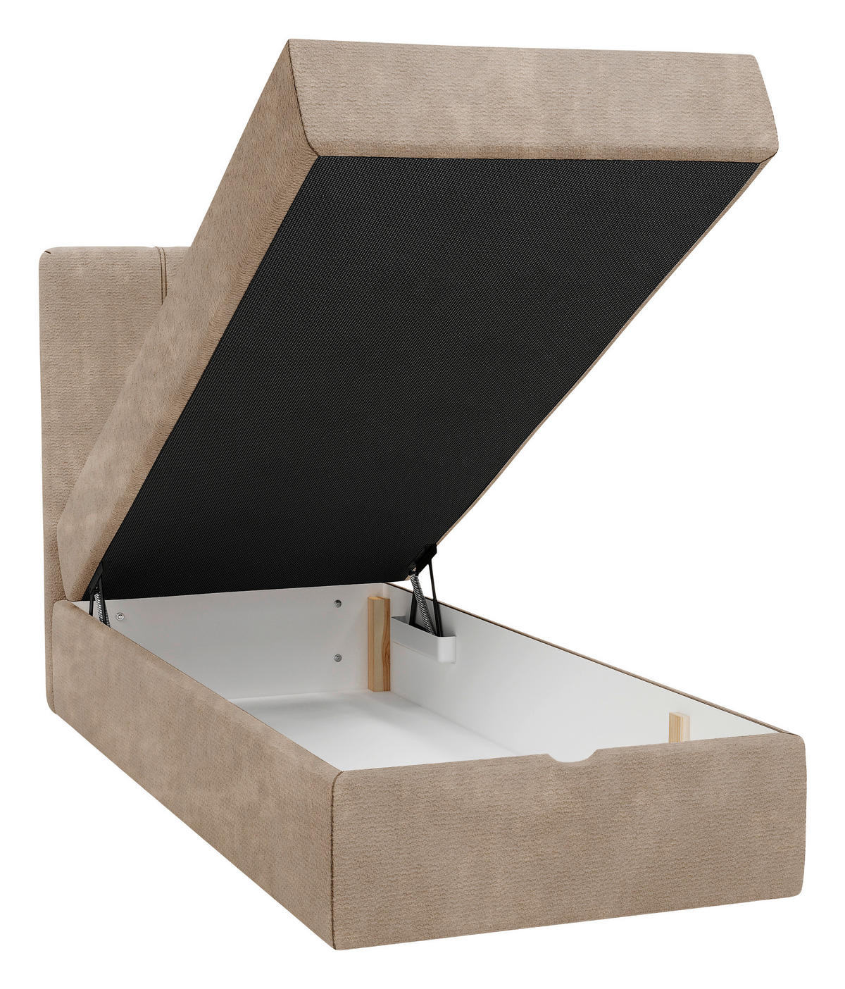 BOXBETT 70/200 cm,  in Braun, Matratze, gepolstertes Kopfteil, Bettkasten, Topper, H3 = fest  - Schwarz/Braun, Design, Holzwerkstoff/Kunststoff (70/200cm) - Esposa
