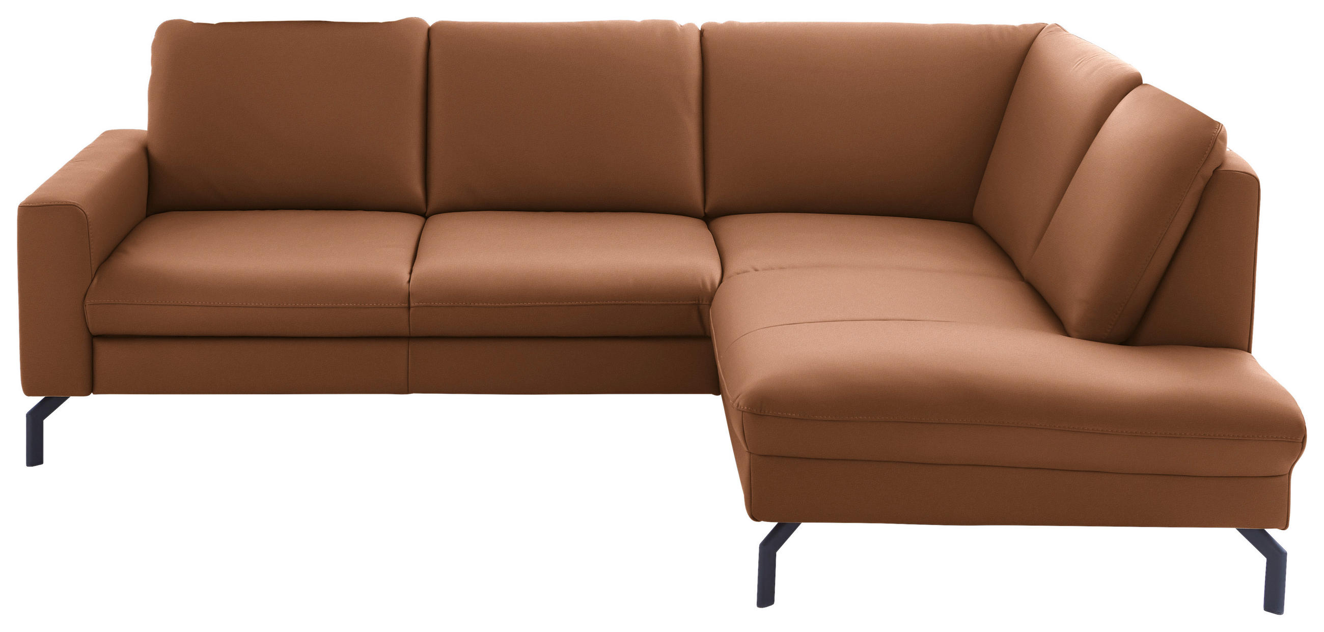 ECKSOFA in Echtleder Hellbraun  250/194 cm  - Hellbraun/Schwarz, Design, Leder/Metall (250/194cm) - Beldomo Premium