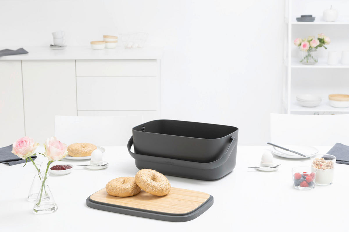 POSODA ZA KRUH   39.5/16.3/25.5 cm           - temno siva, Design, umetna masa/les (39.5/16.3/25.5cm) - Brabantia