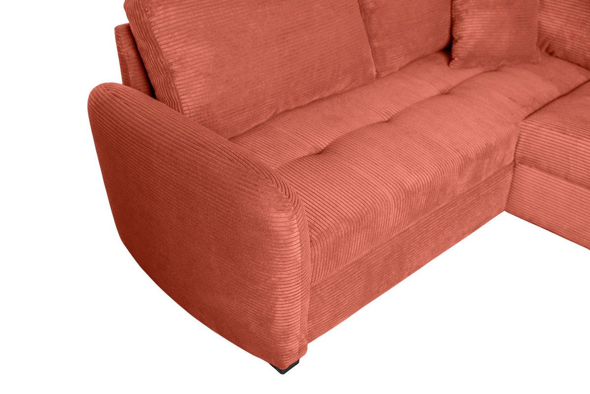 WOHNLANDSCHAFT SORINA Orange Cord  - Schwarz/Orange, Design, Kunststoff/Textil (202/305/157cm) - MID.YOU