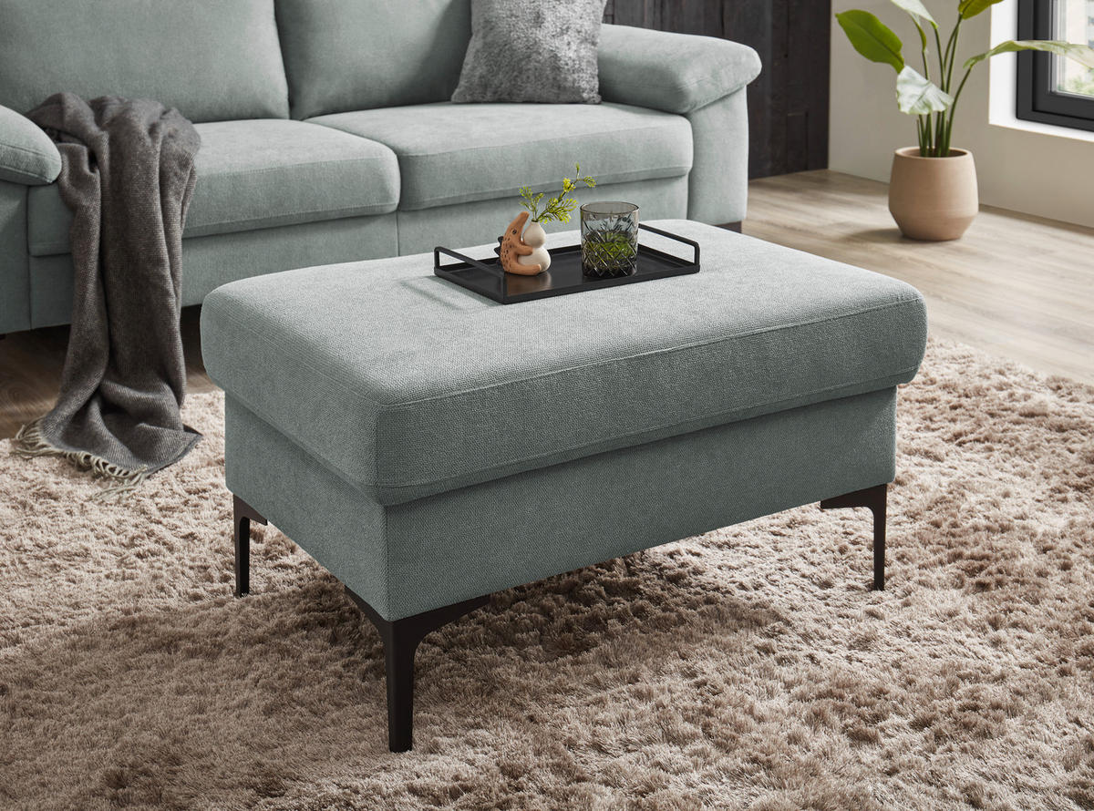 2,5-SITZER in Flachgewebe Blaugrau  - Blaugrau/Schwarz, Design, Textil/Metall (206/86/97cm) - Pure Home Lifestyle