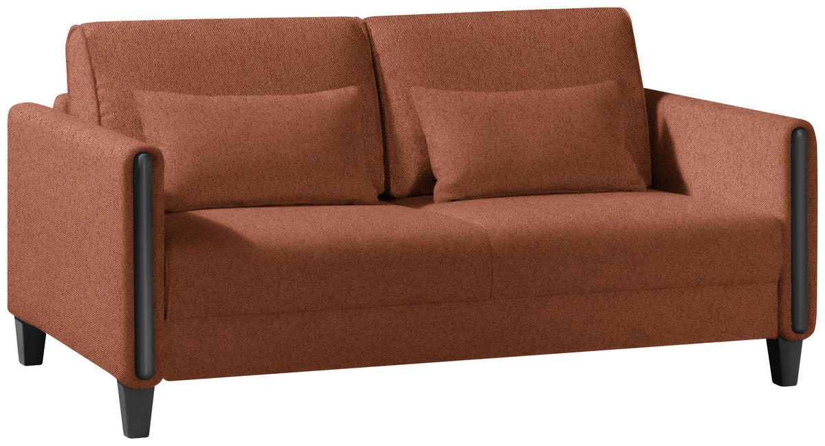 SCHLAFSOFA in Holz, Textil Schwarz, Rostfarben  - Rostfarben/Schwarz, Design, Holz/Textil (174/88/104cm) - Niels Andersson