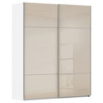 SCHWEBETÜRENSCHRANK 162/223/68 cm 2-türig Weiß, Champagner  - Champagner/Alufarben, KONVENTIONELL, Glas/Holzwerkstoff (162/223/68cm) - Novel