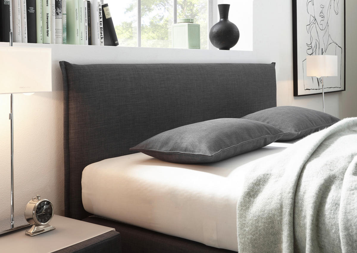BOXSPRINGBETT 180/200 cm  in Anthrazit, Schwarz  - Anthrazit/Schwarz, Design, Kunststoff/Textil (180/200cm) - RUF Betten