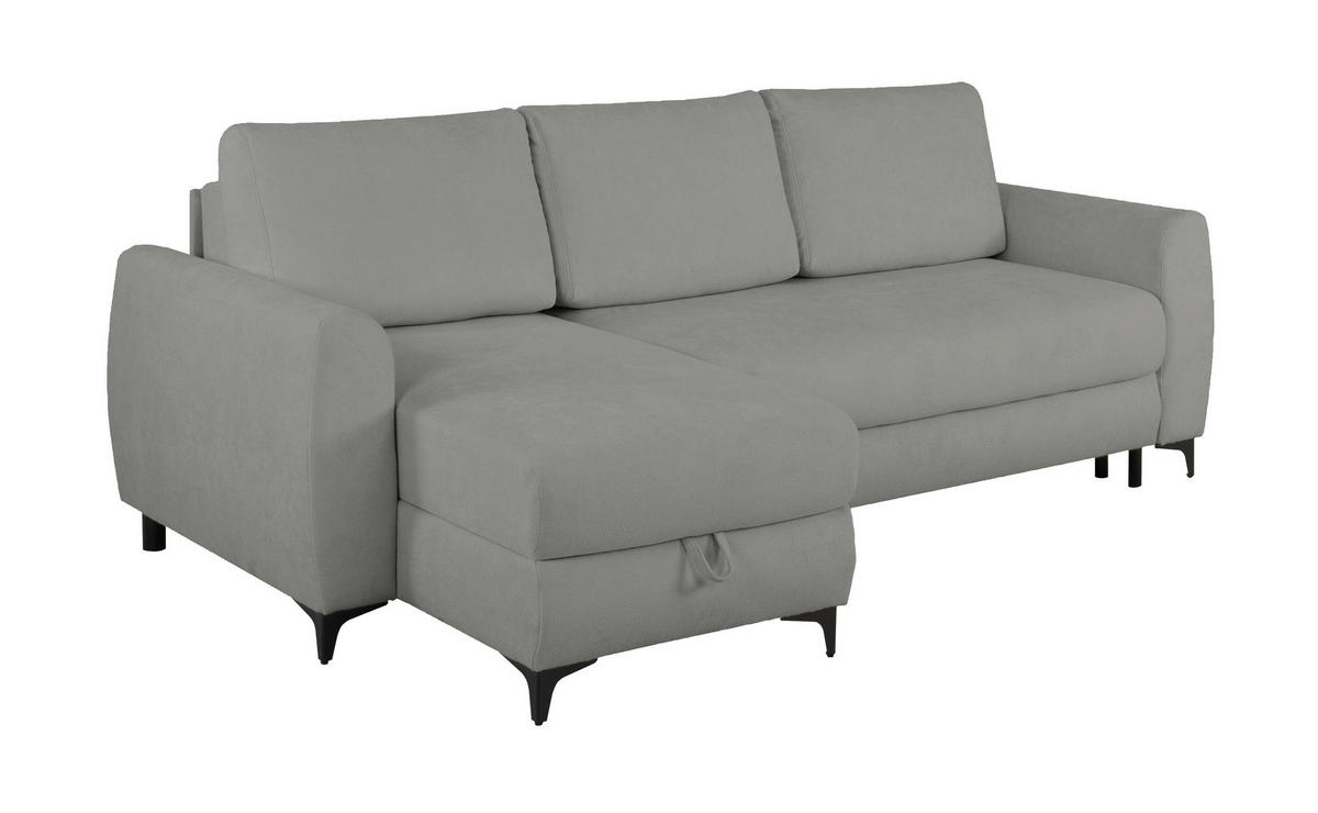 ECKSOFA Moli Grau Bouclé  - Schwarz/Grau, Design, Textil/Metall (236/148cm) - MID.YOU