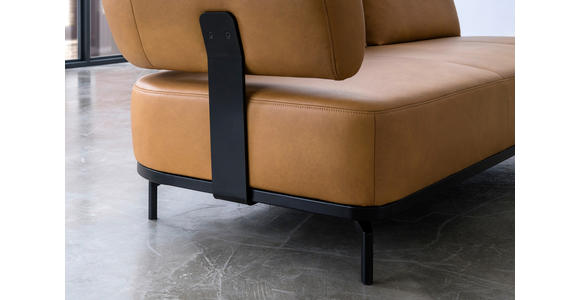 ECKSOFA in Echtleder Dunkelgelb  - Dunkelgelb/Schwarz, Design, Leder/Metall (302/237cm) - Dieter Knoll