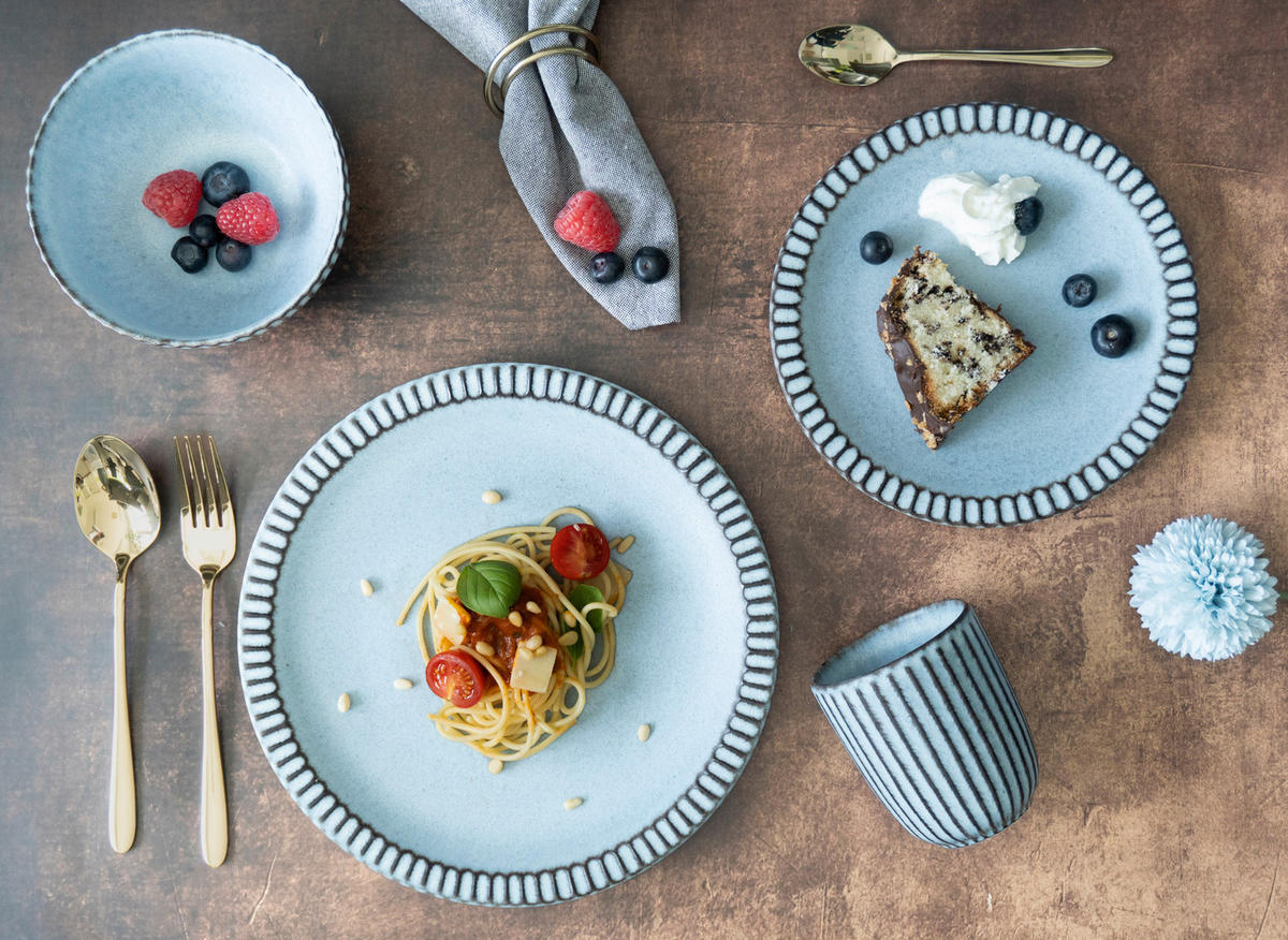 TELLERSET IDA 8-teilig  - Blau, Basics, Keramik - Mäser