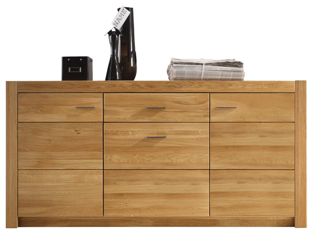 KOMODA   163/80/42 cm   boje hrasta  - srebrne boje/boje hrasta, Konvencionalno, drvni materijal/metal (163/80/42cm) - Livetastic