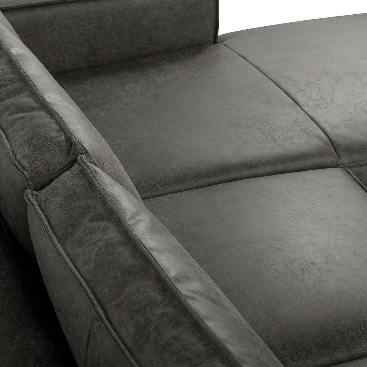 ECKSOFA Dunkelgrau Echtleder Lederlook Rücken echt  - Dunkelgrau, Design, Leder/Textil (166/238cm) - Livetastic