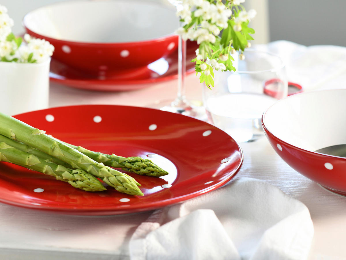 SERVIS Polka Dots bunt 12 delar  - vit/röd, Basics, keramik - Creatable