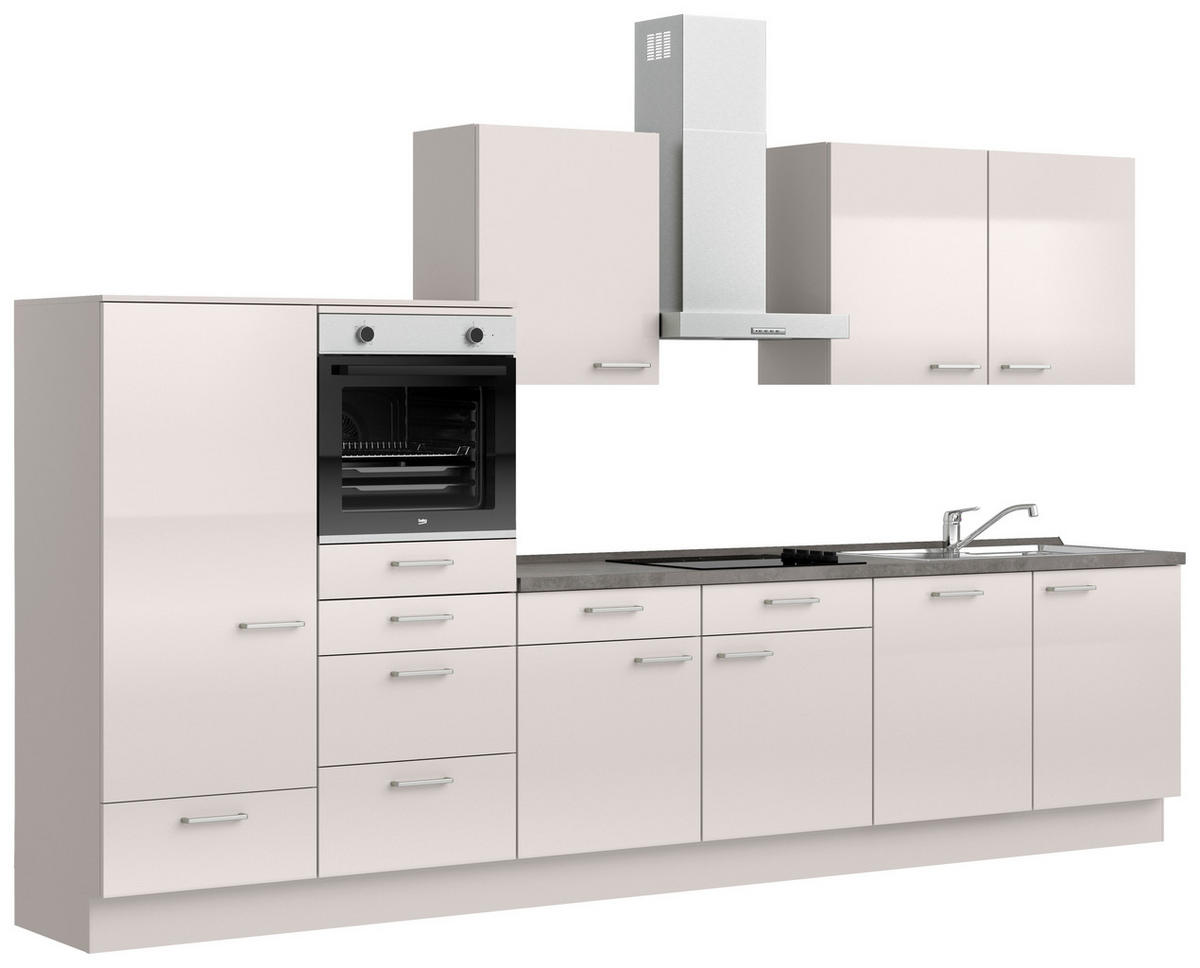 KÜCHENBLOCK Flash 360 cm  in Schieferfarben, Hellgrau  - Schieferfarben/Edelstahlfarben, MODERN, Holzwerkstoff/Metall (360cm) - Nobilia