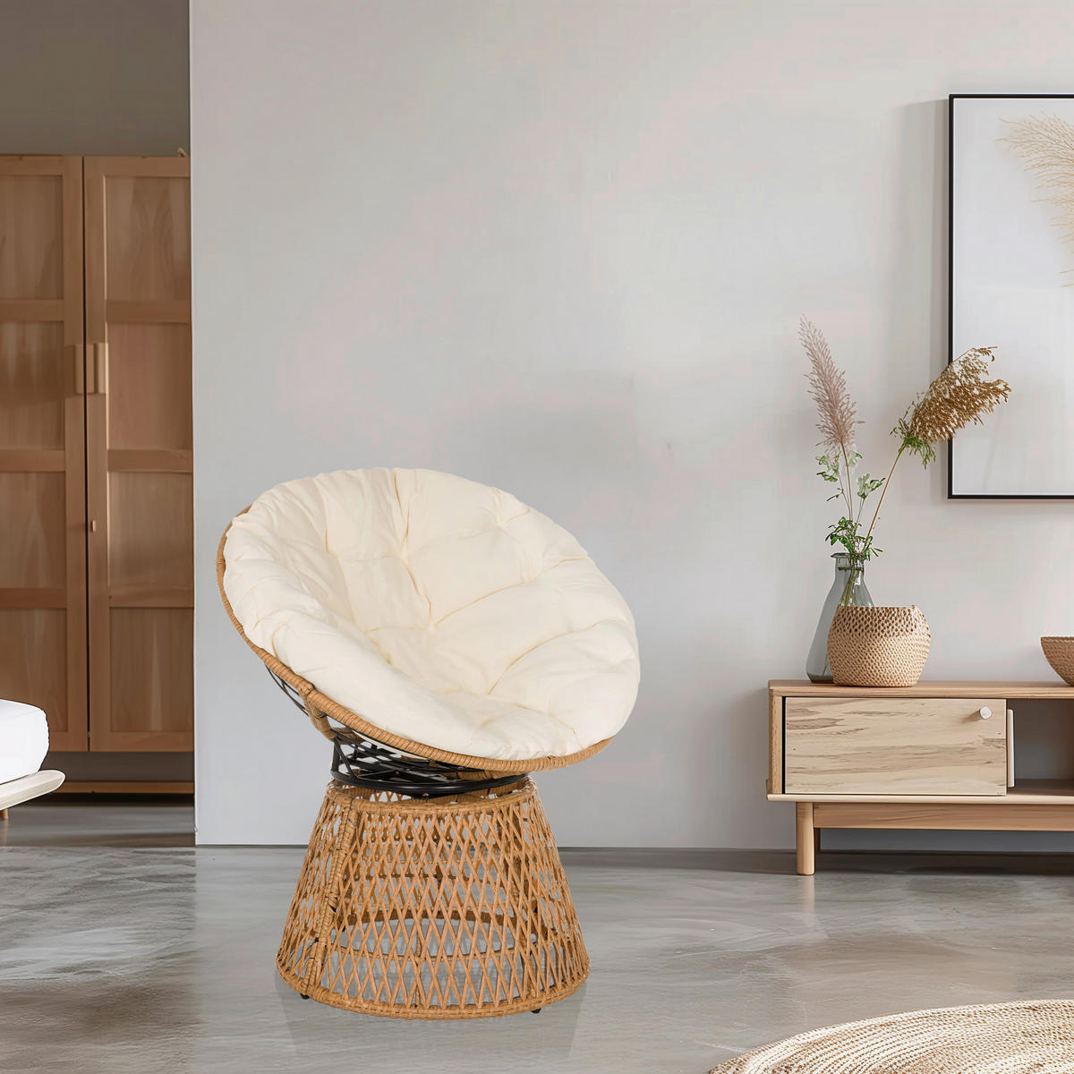 GARTENSESSEL Rattan Eisen Beige  - Beige, MODERN, Holz/Metall (78/92/73cm) - MID.YOU