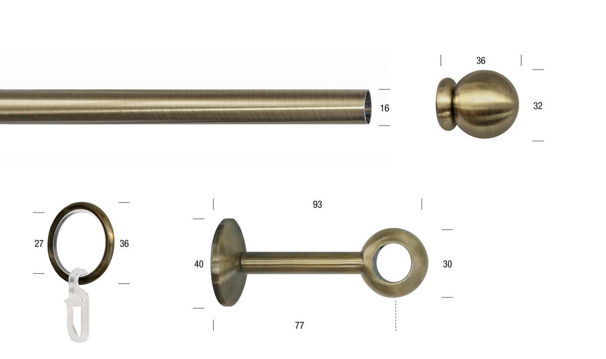 VORHANGSTANGE 150 cm  - Messingfarben, KONVENTIONELL, Metall (150cm)
