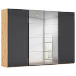 SCHWEBETÜRENSCHRANK  in Schwarz, Eiche Artisan  - Chromfarben/Schwarz, Design, Glas/Holzwerkstoff (316/235/68cm) - Novel