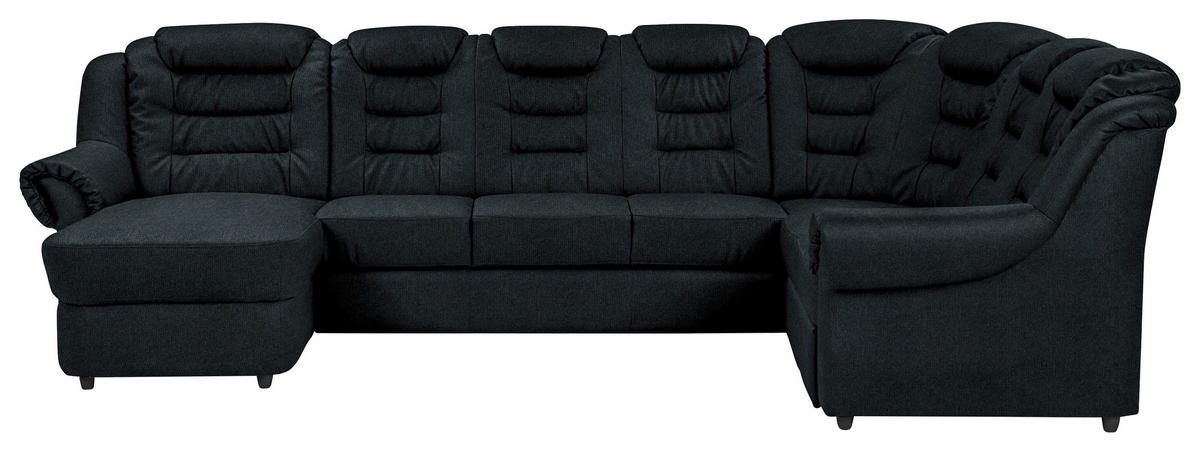 WOHNLANDSCHAFT Schwarz Chenille  - Schwarz, KONVENTIONELL, Kunststoff/Textil (165/333/216cm) - Livetastic