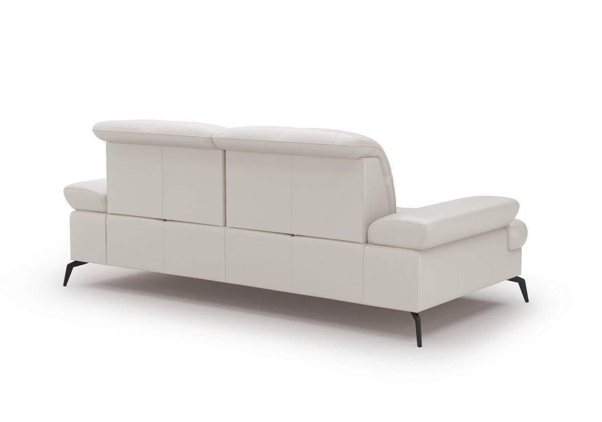 3-SITZER-SOFA in Echtleder Weiss  - Weiss/Schwarz, Konventionell, Leder/Metall (212/90/122cm) - Sit & More