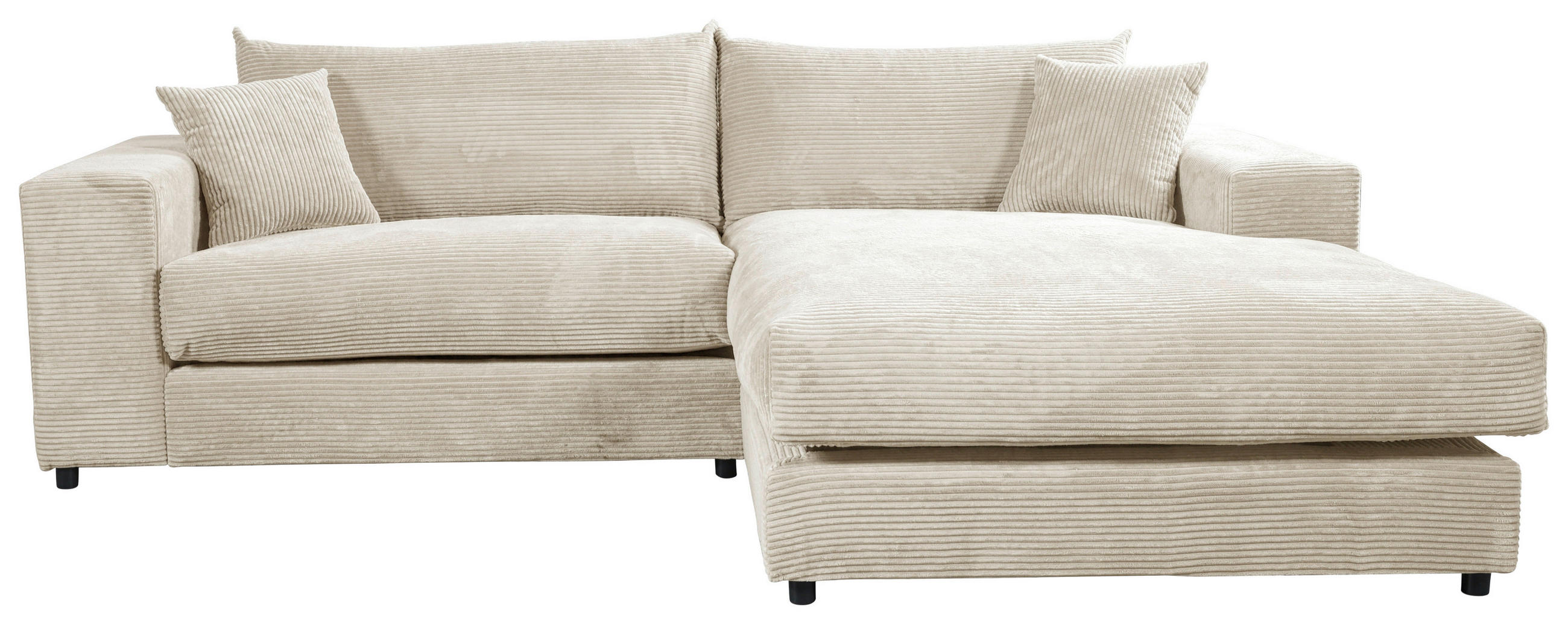 ECKSOFA FUNNY S Creme Cord, Velours Zierkissen, Rückenkissen  - Creme/Schwarz, Basics, Kunststoff/Textil (265/180cm) - Livetastic