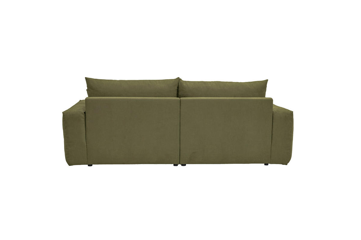 BIGSOFA Chenille Olivgrün  - Schwarz/Olivgrün, MODERN, Kunststoff/Textil (255/76/117cm) - Milino
