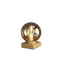 TISCHLEUCHTE 14/14/17,5 cm   - Bernsteinfarben, Design, Glas/Metall (14/14/17,5cm)