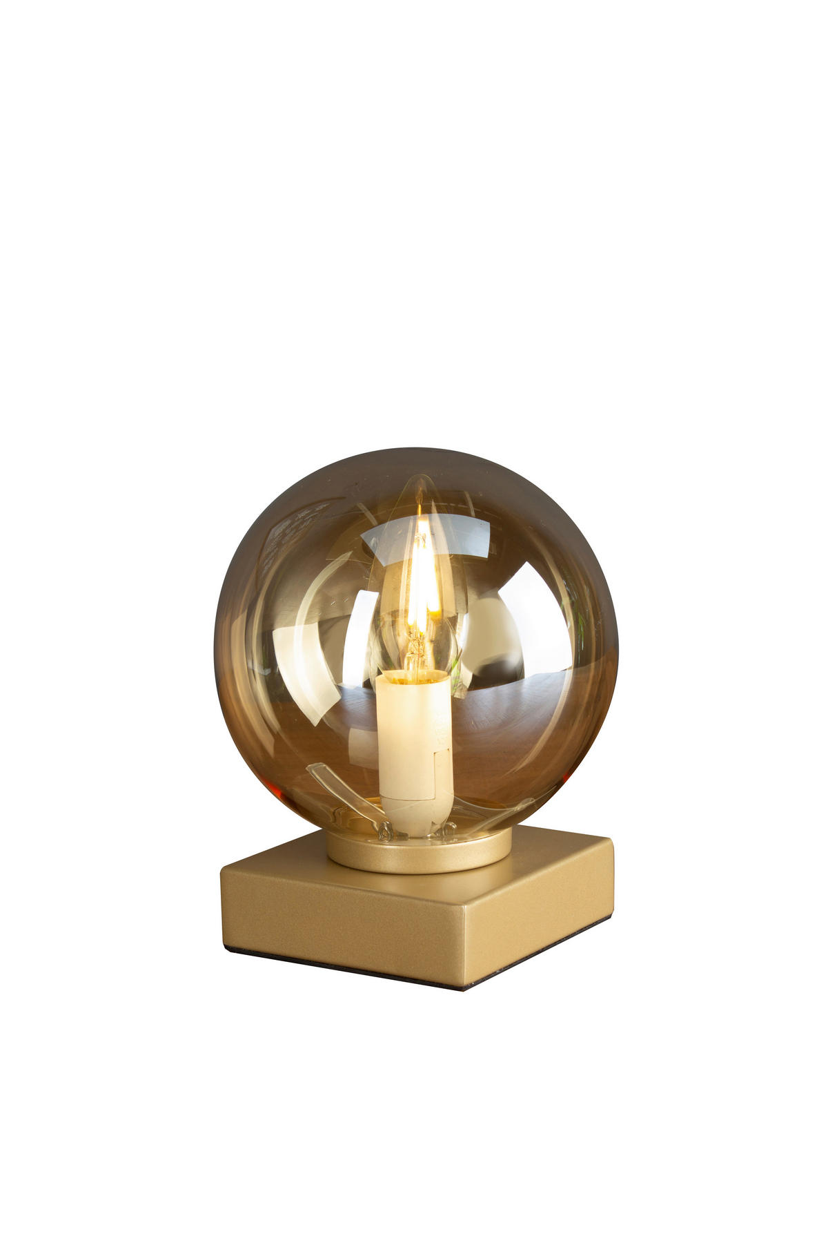 TISCHLEUCHTE 14/14/17,5 cm   - Bernsteinfarben, Design, Glas/Metall (14/14/17,5cm)