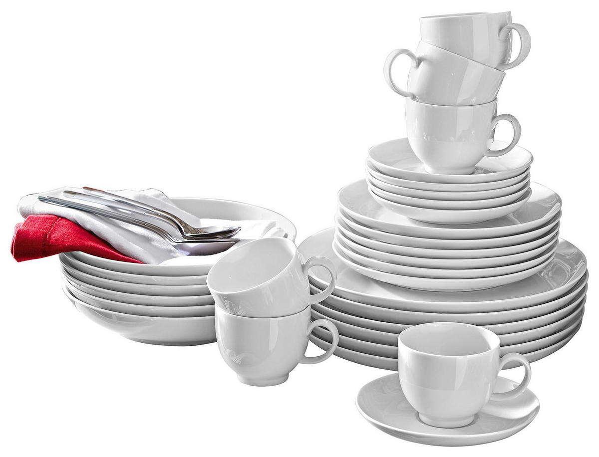 KOMBISERVICE 30-teilig Lido  - Weiß, Basics, Keramik - Seltmann Weiden