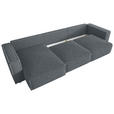 ECKSOFA Grau Cord Zierkissen, Rückenkissen, Schlaffunktion, Rücken echt  - Schwarz/Grau, MODERN, Kunststoff/Textil (350/168cm) - Xora