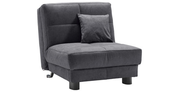 SCHLAFSESSEL Mikrovelours Graublau Liegefunktion Zierkissen  - Graublau/Schwarz, KONVENTIONELL, Textil/Metall (85/85/100cm) - Carryhome