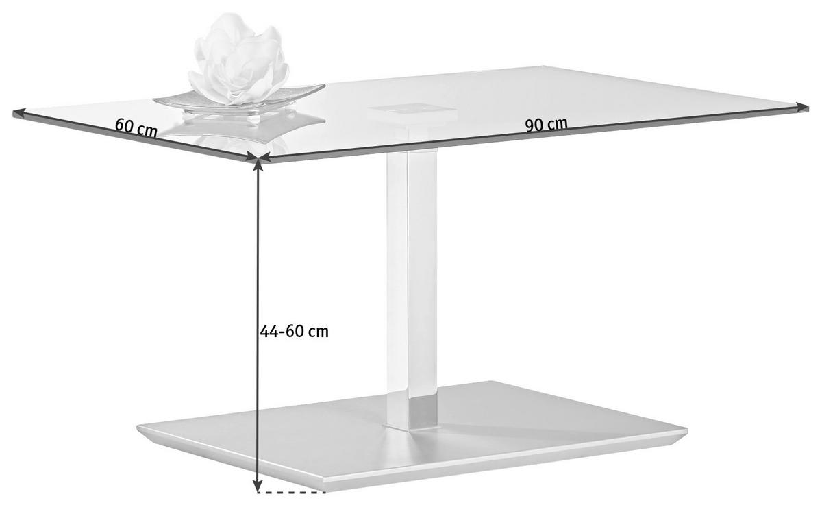 COUCHTISCH in Glas, Holzwerkstoff 90/60/44 cm  - Chromfarben, Design, Glas/Holzwerkstoff (90/60/44cm) - Venda