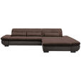 ECKSOFA in Mikrofaser Hellbraun  - Hellbraun/Schwarz, Design, Textil/Metall (341/204cm) - Xora