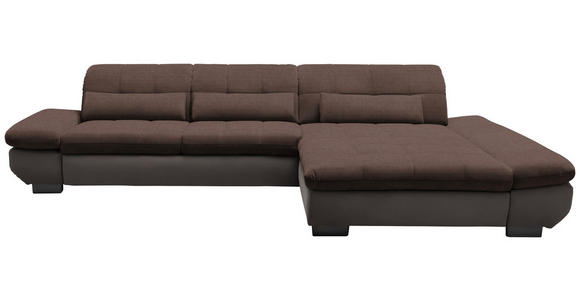 ECKSOFA in Mikrofaser Hellbraun  - Hellbraun/Schwarz, Design, Textil/Metall (341/204cm) - Xora