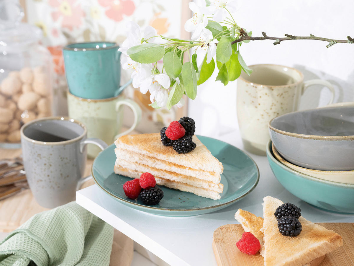 KOMBISERVICE NATURE COLLECTION Nature 16-teilig  - Sandfarben/Blau, Trend, Keramik - Creatable