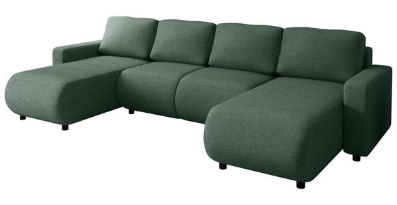 WOHNLANDSCHAFT Grün Webstoff  - Schwarz/Grün, MODERN, Kunststoff/Textil (150/312/150cm) - Xora