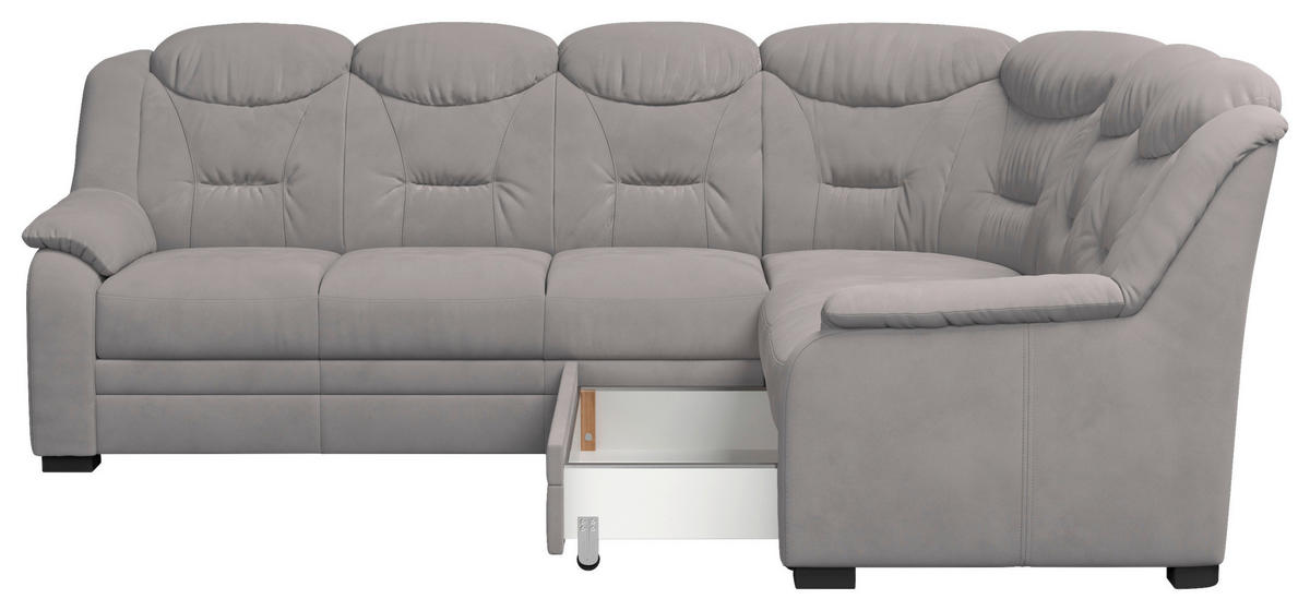 ECKSOFA Hellgrau Mikrofaser  - Hellgrau/Schwarz, Basics, Kunststoff/Textil (263/211cm) - MID.YOU