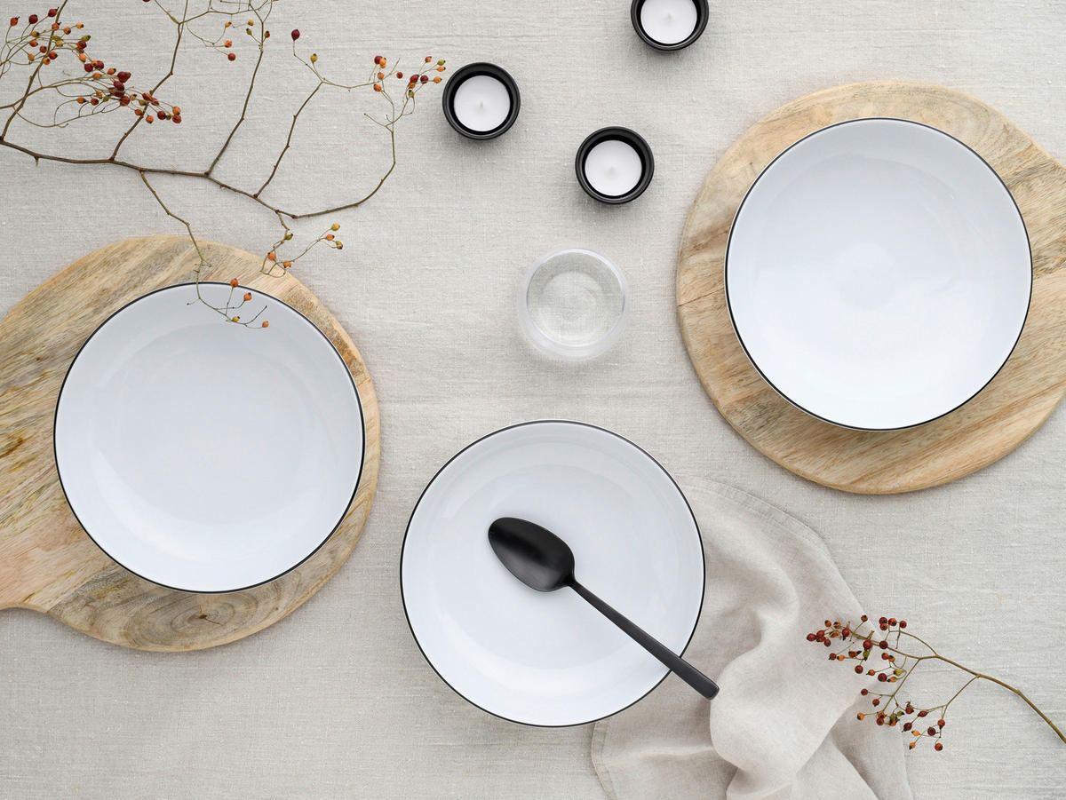 SKÅLSET 4 delar Allround Black Line   - vit/svart, Design, keramik - Creatable