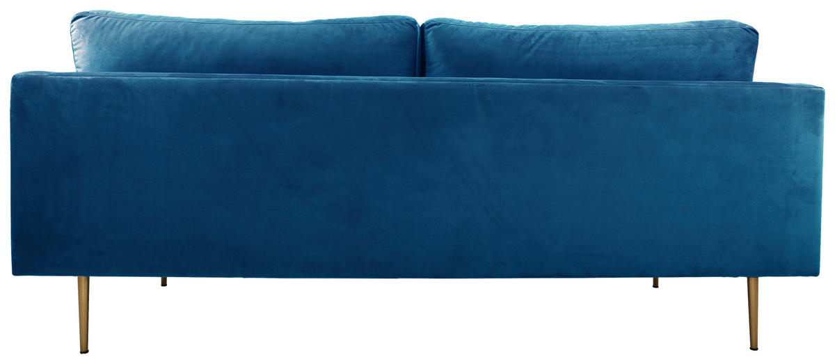 2-SITS SOFFA i metall, textil blå  - blå/guldfärgad, Design, metall/textil (203/84/90cm) - Livetastic