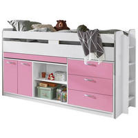 SREDNJE VISOKI KREVET    - bijela/ružičasta, Moderno, drvni materijal (90/200cm) - Livetastic