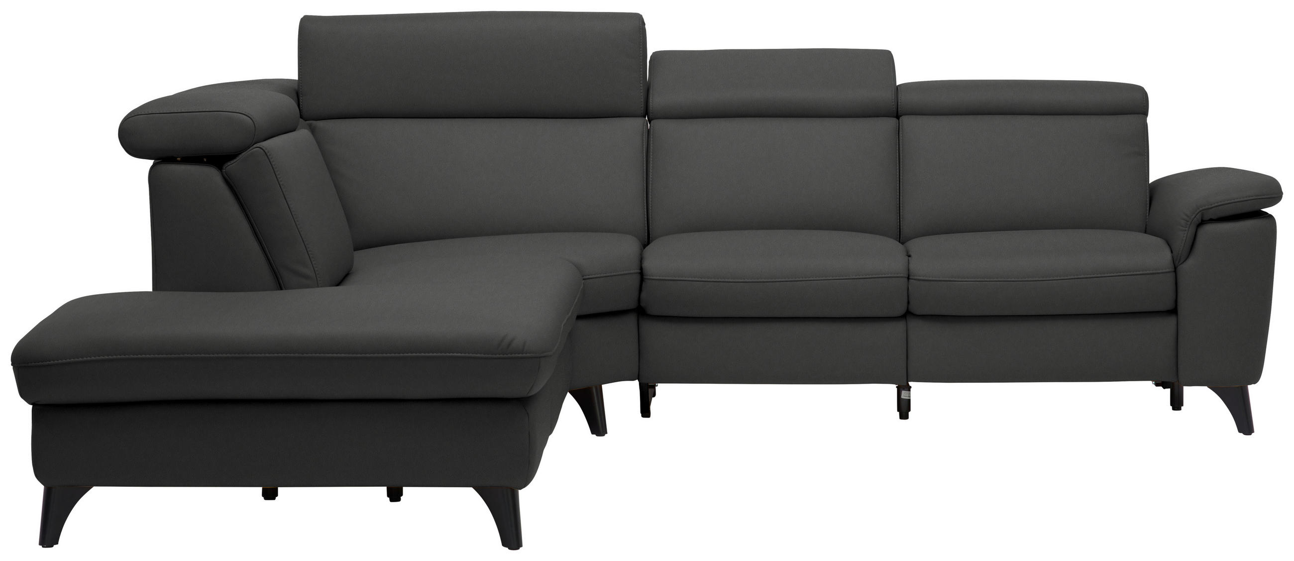ECKSOFA in Echtleder Anthrazit  239/285 cm  - Anthrazit/Schwarz, Design, Leder/Metall (239/285cm) - Cantus
