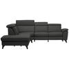 ECKSOFA in Echtleder Anthrazit  - Anthrazit/Schwarz, Design, Leder/Metall (239/285cm) - Cantus