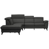 ECKSOFA in Echtleder Anthrazit  - Anthrazit/Schwarz, Design, Leder/Metall (239/285cm) - Cantus