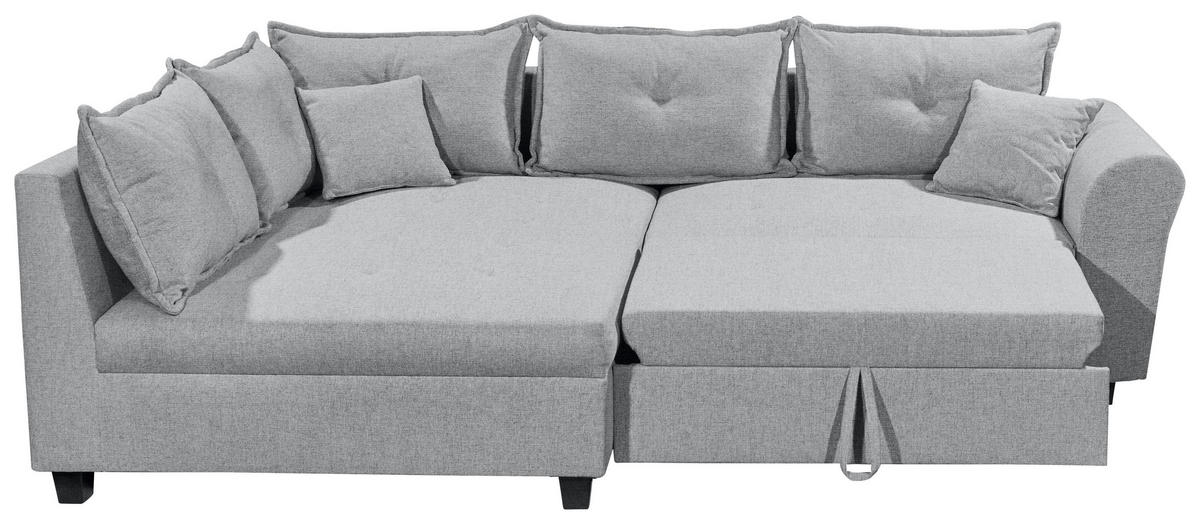 ECKSOFA in Webstoff Grau  - Schwarz/Grau, Modern, Kunststoff/Textil (175/252cm) - Livetastic