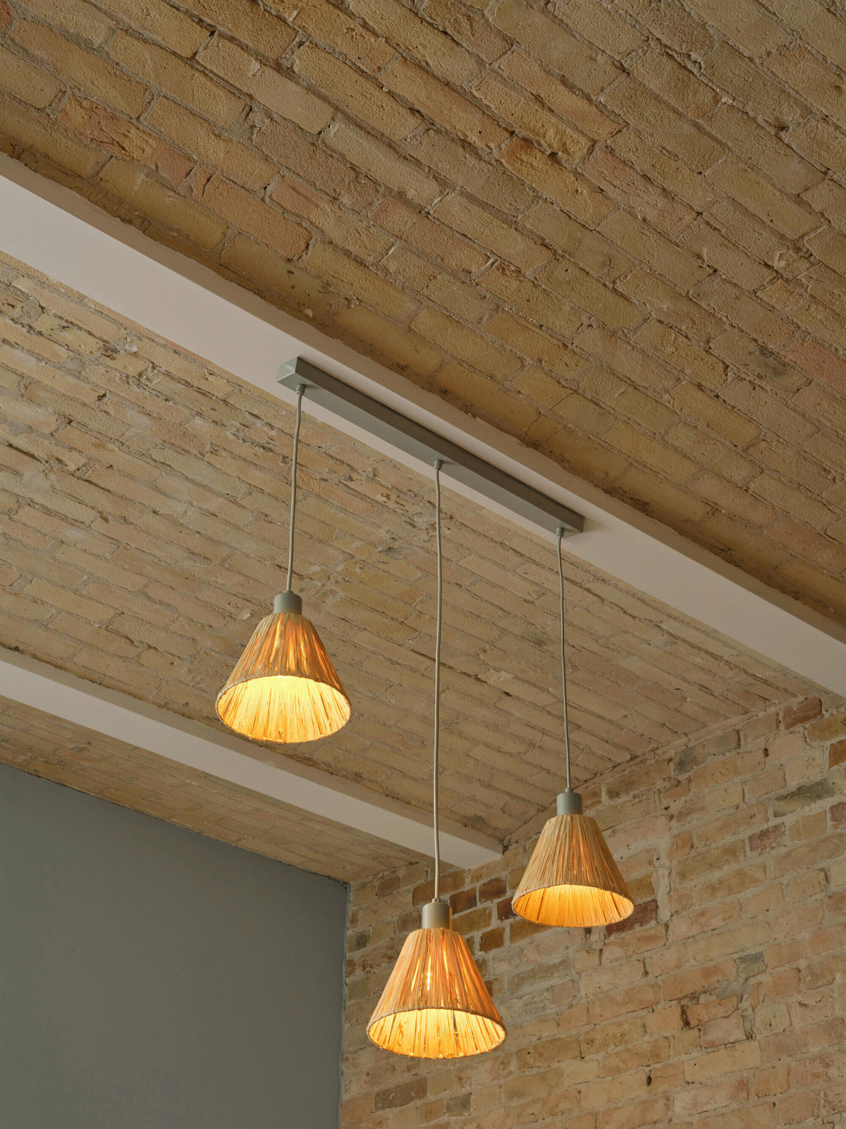 HÄNGELEUCHTE 84.5/20/125 cm  - Natur, Naturmaterialien/Metall (84.5/20/125cm) - Osram
