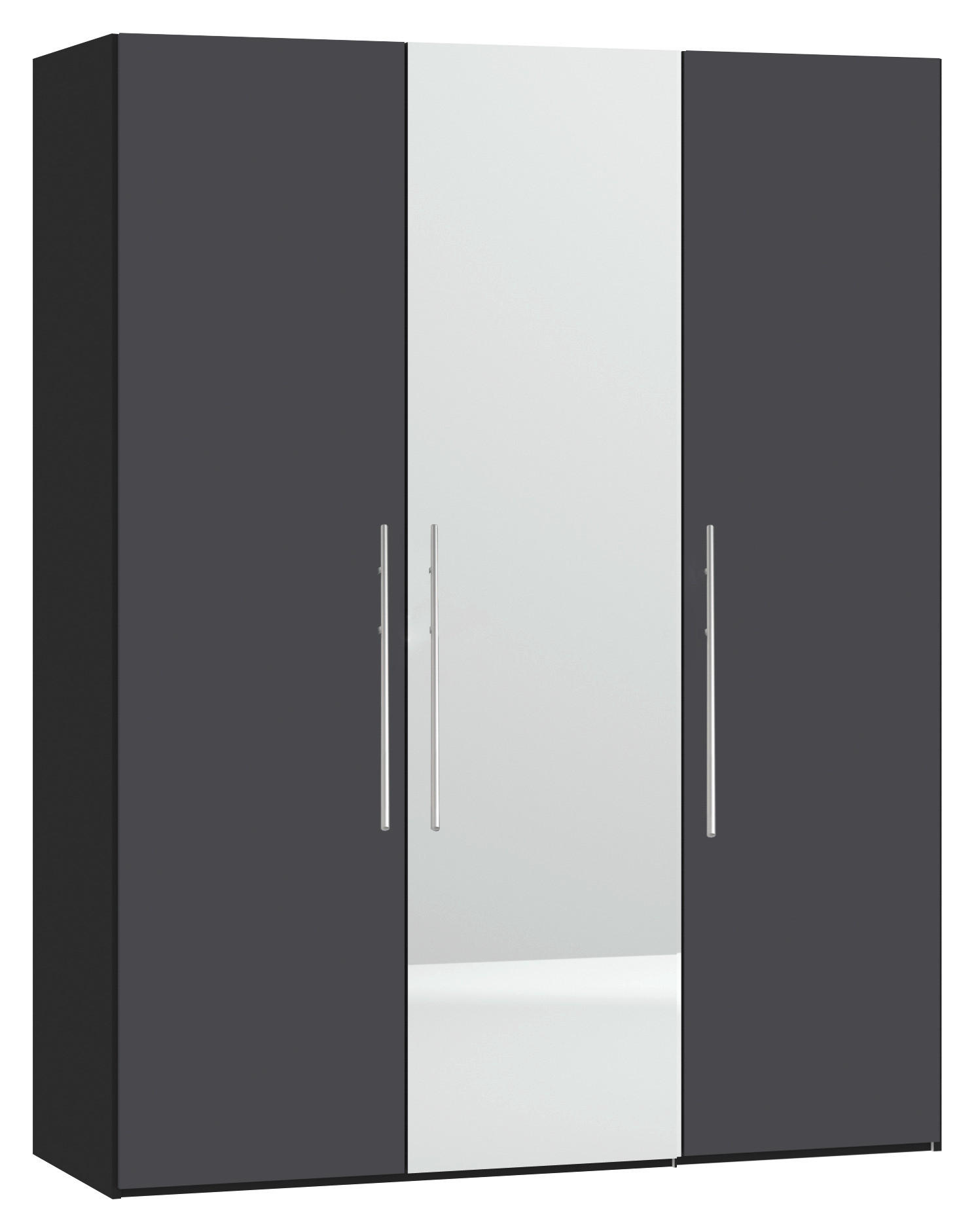 DREHTÜRENSCHRANK  in Anthrazit, Schwarz  - Edelstahlfarben/Anthrazit, Design, Glas/Holzwerkstoff (152/215/59cm) - Carryhome