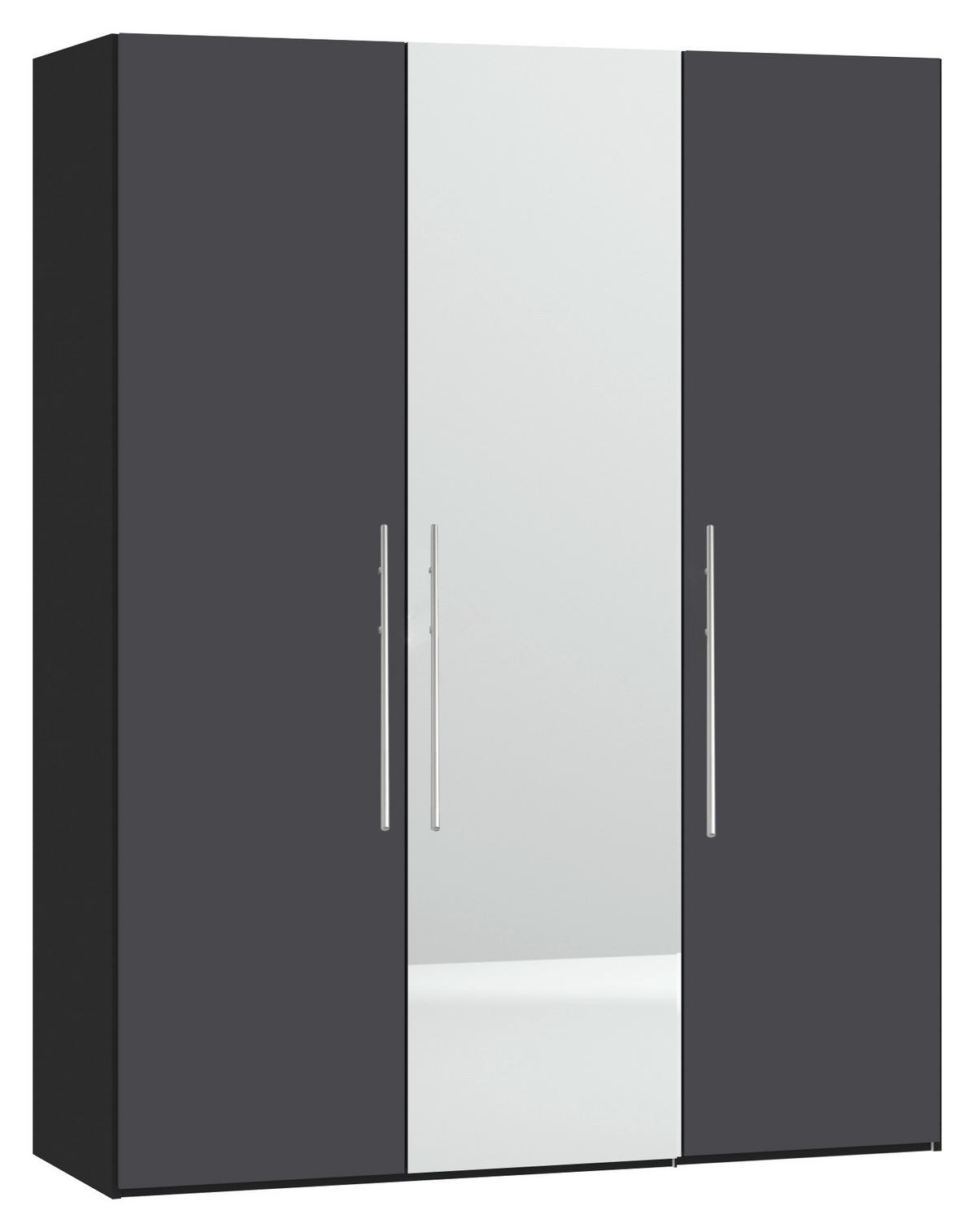 DREHTÜRENSCHRANK  in Anthrazit, Schwarz  - Edelstahlfarben/Anthrazit, Design, Glas/Holzwerkstoff (152/215/59cm) - Carryhome