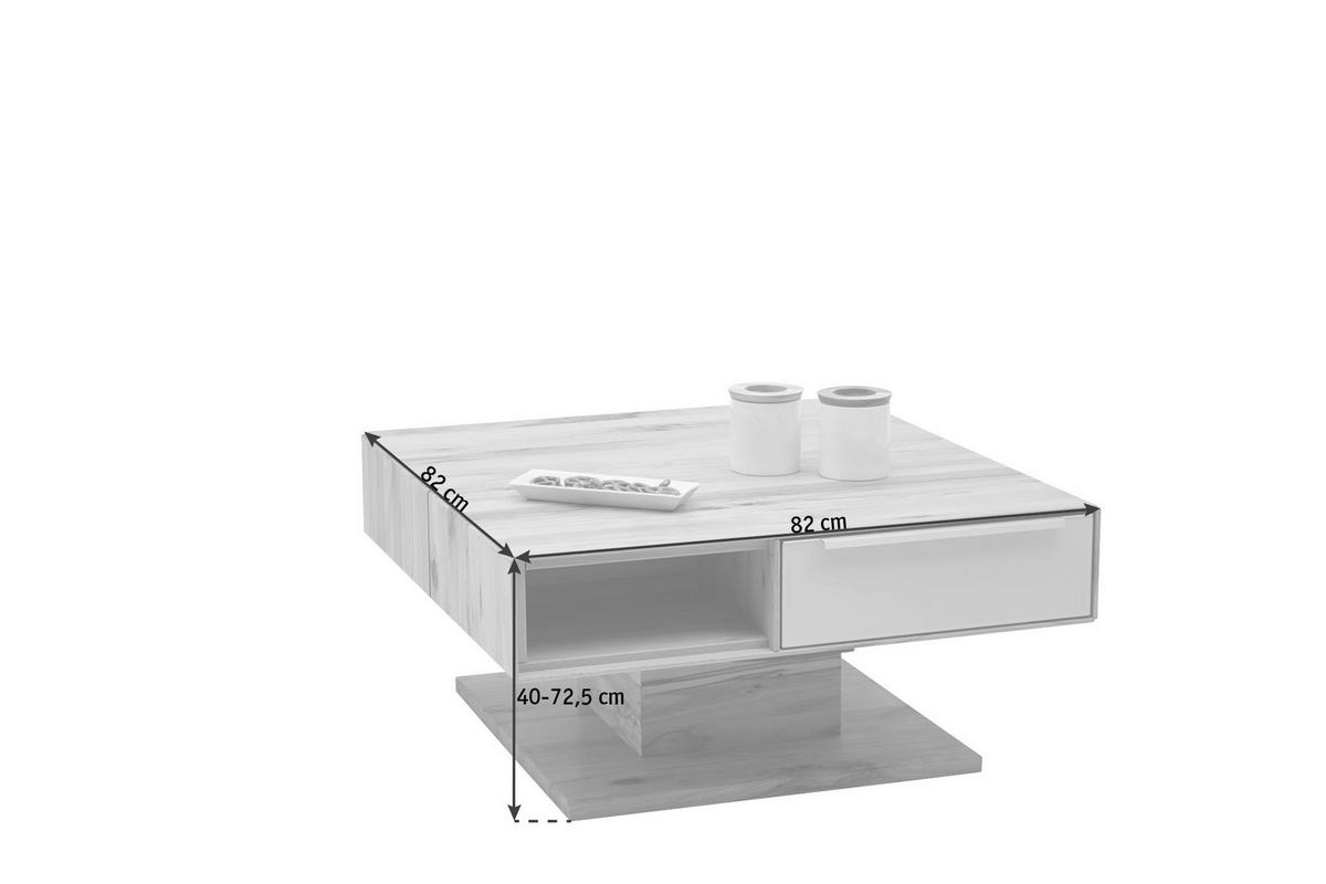 COUCHTISCH in Holz, Glas 82/82/40-72,5 cm  - Weiss/Buchefarben, Design, Glas/Holz (82/82/40-72,5cm) - Valnatura