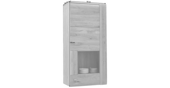 HÄNGEVITRINE Eiche furniert, massiv Eichefarben, Schieferfarben - Schieferfarben/Eichefarben, KONVENTIONELL, Holz/Holzwerkstoff (56/120/38cm) - Voleo